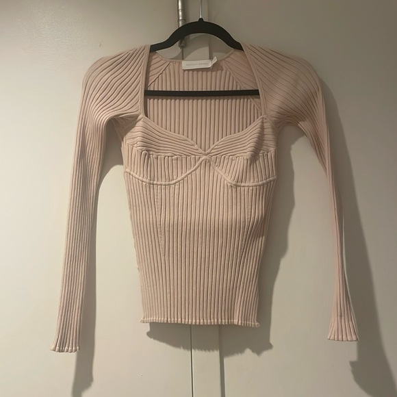 NWOT Jonathan SIMKHAI Sammy Traveling Rib Bustier Long-Sleeve T-Shirt - Picture 6 of 14